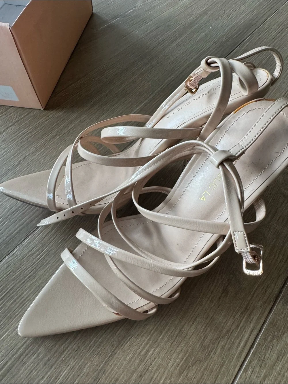 NWOT Republic LA Nude Strappy Clear Stiletto Heels